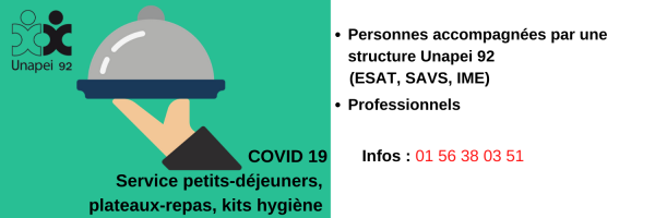 Service petits-dejeuners, plateaux repas & kits hygiène par les ESAT Unapei 92