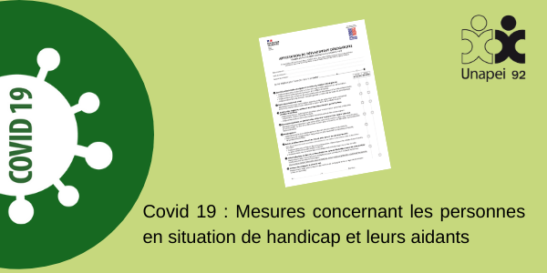 Covid 19 : Mesures concernant les personnes en situation de handicap et leurs aidants