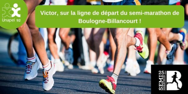 Victor, sur la ligne de départ du semi-marathon de Boulogne-Billancourt !