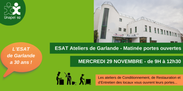 Matinée “portes ouvertes” ESAT Ateliers de Garlande – rendez-vous le 29 novembre !